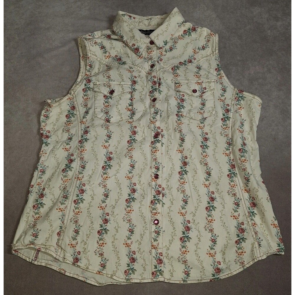 North River Outfitters Extra Large Women's Floral Button Up Vest Cotton Lycra